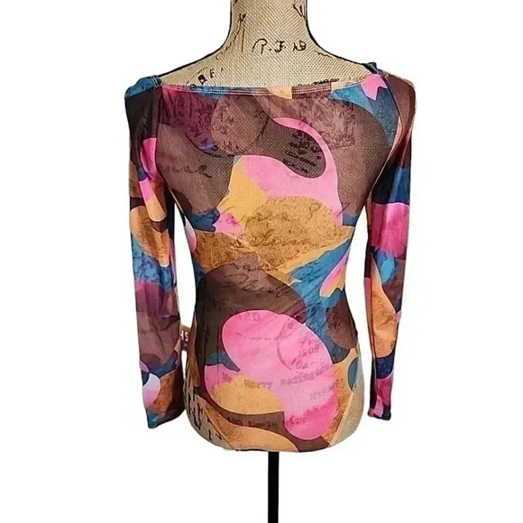 Shein Sheer colorful bodysuit. Nwt size small - Picture 3 of 6